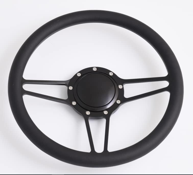 14'' Billet Half Wrap 9 Bolts Steering Wheel with 2'' Dish and Horn Button(Black)