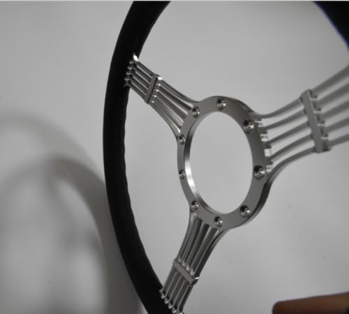 14'' Billet Banjo Full Wrap 9 Bolts Steering Wheel with 2'' Dish and Horn Button (Dark Grey)