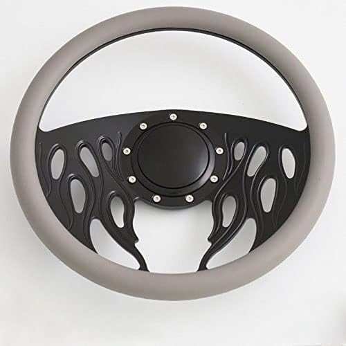 14'' Billet Half Wrap 9 Bolts Steering Wheel with 2'' Dish and Horn Button(Light Grey)