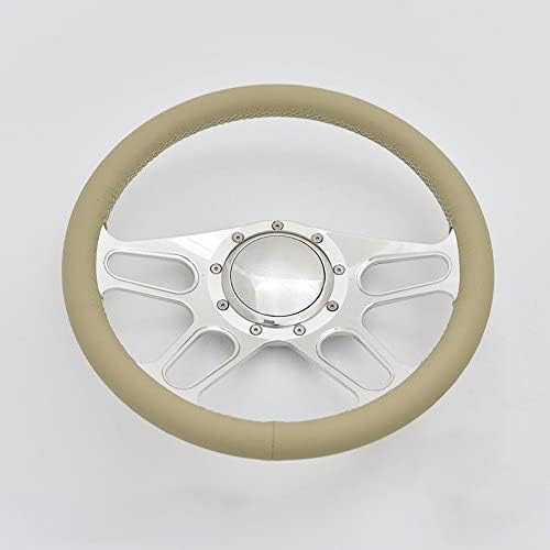 14'' Trickster Billet Full Wrap 9 Bolts Steering Wheel with 2'' Dish and Horn Button (Tan)