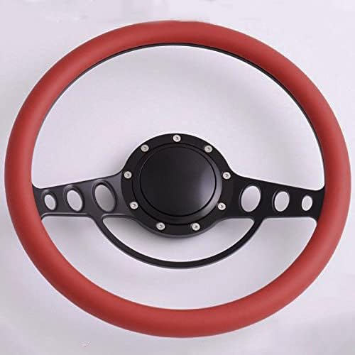 14'' Billet Half Wrap 9 Bolts Steering Wheel with 2'' Dish and Horn Button(Red)