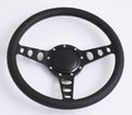 14'' Billet Half Wrap 9 Bolts Steering Wheel with 2'' Dish and Horn Button(Black)