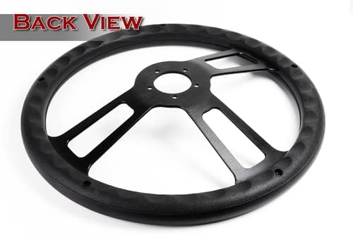 W-Power Black Leather Grip 18' 457 mm 5 Bolt 3 Spoke Vintage Steering Wheel (Black Spoke)