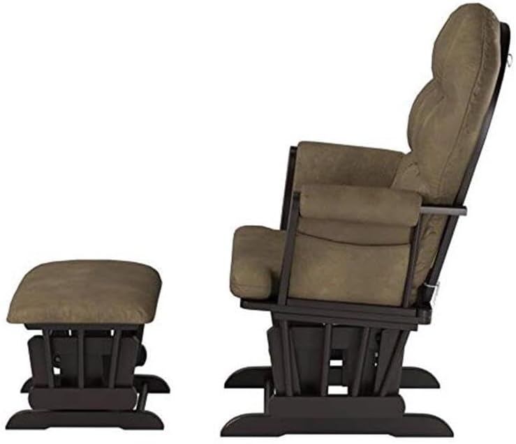 HomeStock Glider and Ottoman Set - Padded Arms, Storage Pockets, Metal Bearings White and Gray