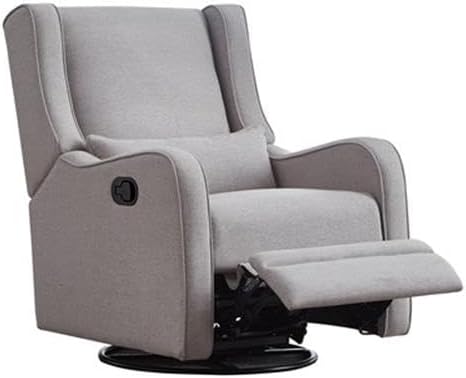 Pemberly Row Premium Fabric Glider Manual Recliner Nursery Rocking Chair for Living Room, Kids Room, Rocker Swivel Recliner with USB Port in Gray