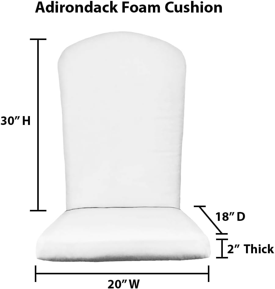 RSH Décor Sunbrella Foam Adirondack Chair Cushion | 48' x 20' x 2' | Performance Fabric | Water and Fade-Resistant | Outdoor Cushion for Patio Furniture | Made in USA (Canvas Antique Beige)
