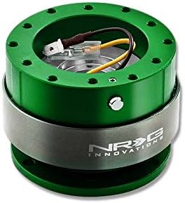 NRG Innovations Race Steering Wheel Quick Release Kit with Titanium Ring,Green Body, NRG-SRK-200GN-TI