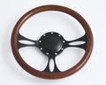 14'' Billet Half Wrap 9 Bolts Steering Wheel with 2'' Dish and Horn Button(Walnut Wood)