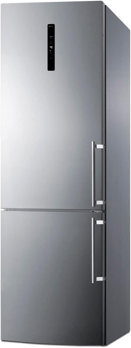 Summit Appliance FFBF249SS2LHD 24' Wide Bottom Freezer Refrigerator; Stainless Steel Doors; 10.6 cu.ft Capacity; Open Door Alarm; Digital Thermostats; Frost-Free/Automatic, Child Lock
