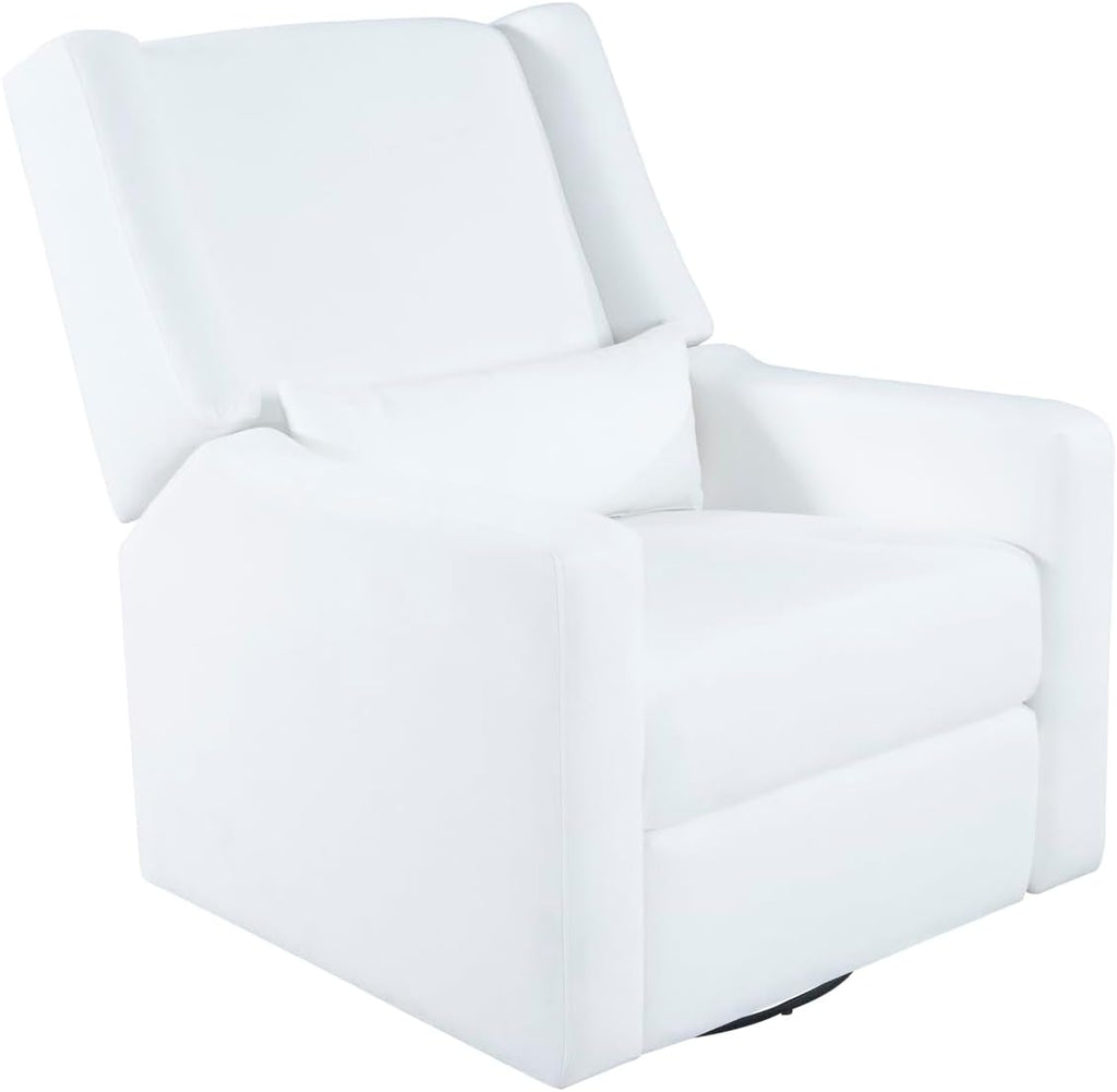 Naomi Home Tanya Luxury Motion Recliner Chair, Bright White – Plush Upholstered Glider Rocker with USB Charging, Swivel, and Lumbar Support for Nursery Comfort, 275 lbs Capacity