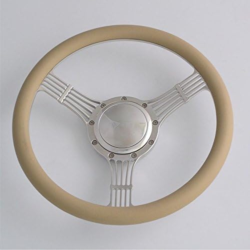 14'' Billet Banjo Full Wrap 9 Bolts Steering Wheel with 2'' Dish and Horn Button (Tan)