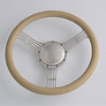 14'' Billet Banjo Full Wrap 9 Bolts Steering Wheel with 2'' Dish and Horn Button (Tan)