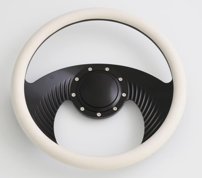 14'' Billet Half Wrap 9 Bolts Steering Wheel with 2'' Dish and Horn Button(White)