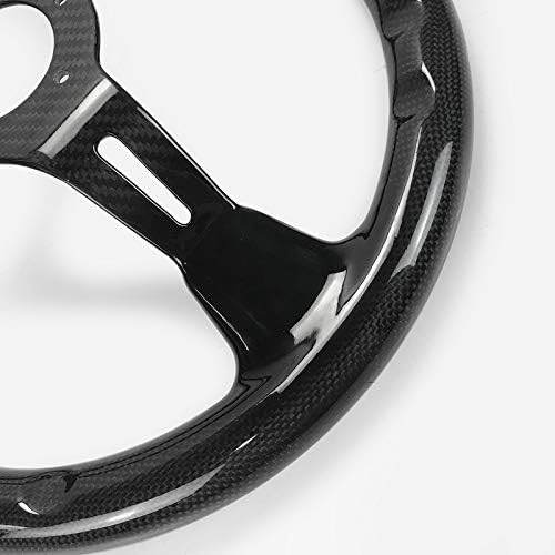 EPR Universal R Type Glossy Dry Carbon Steering Wheel (350mm Diameter, deep Around 60mm, 6 Bolts 70mm PCD (Same Fitment with MOMO, OMP & Sparco)
