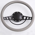 14'' Billet Half Wrap 9 Bolts Steering Wheel with 2'' Dish and Horn Button(Light Grey)