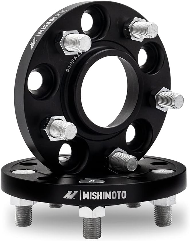 Mishimoto Wheel Spacers, 5x120, 67.1 Center Bore, M14x1.25, 15mm Thick, Black