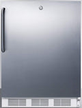 Summit Appliance FF7LWBISSTBADA ADA Compliant Built-in Undercounter All-Refrigerator for General Purpose Use with Auto Defrost, Lock, Stainless Steel Door, Towel Bar Handle and White Cabinet