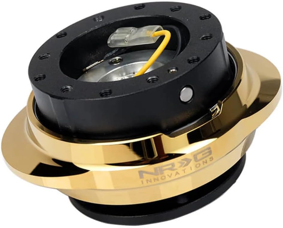 NRG Innovations NRG-SRK-220BK-CG GEN 2.2 Steering Wheel Quick Release Adapter, 6-Hole & 6x70 and 6x74mm Bolt Patterns Black Body/Shinny Chrome Gold Oval Ring
