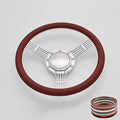 14'' Billet Banjo Half Wrap 9 Bolts Steering Wheel with 2'' Dish and Horn Button(Burgundy)