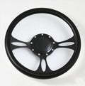 14'' Billet Half Wrap 9 Bolts Steering Wheel with 2'' Dish and Horn Button(Carbon Vinyl)