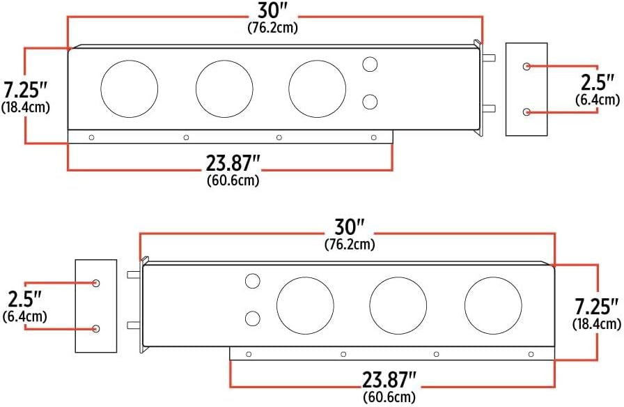 Stainless steel mudflap hanger w/6 round 4' Red LED lights - 2.5' Bolt hole spacing