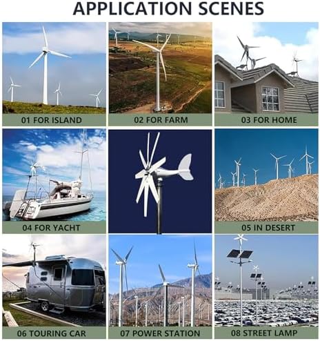 High-Efficiency 1000W Wind Turbine Generator - 12V/24V/48V Permanent Magnet, 8 Blades, Eco-Friendly Controller for Renewable Home Energy Solutions