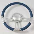 14'' Billet Half Wrap 9 Bolts Steering Wheel with 2'' Dish and Horn Button(Blue)