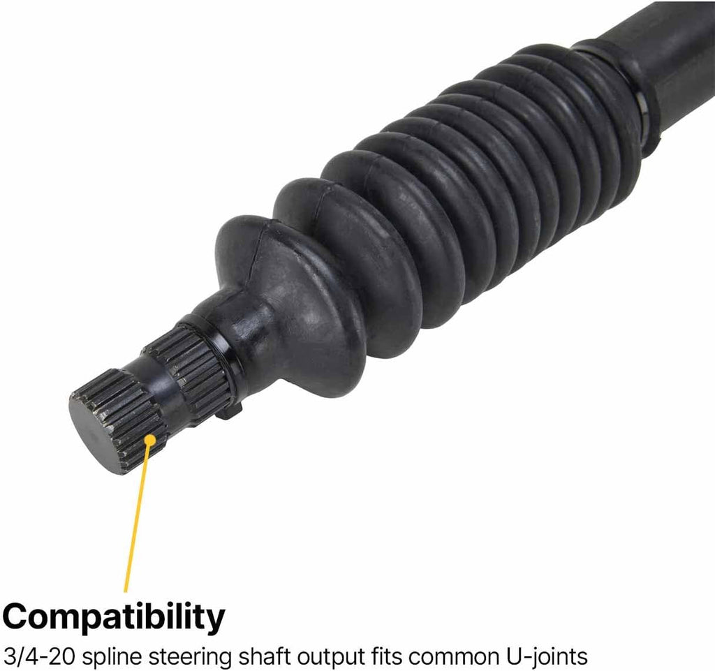Collapsible Steering Column Adjustable 22.5 to 32 Inches with 3/4-20 Splined Output, Quick Release 3-Bolt Wheel Hub, Universal Heim Support Mount, In a Black Finish