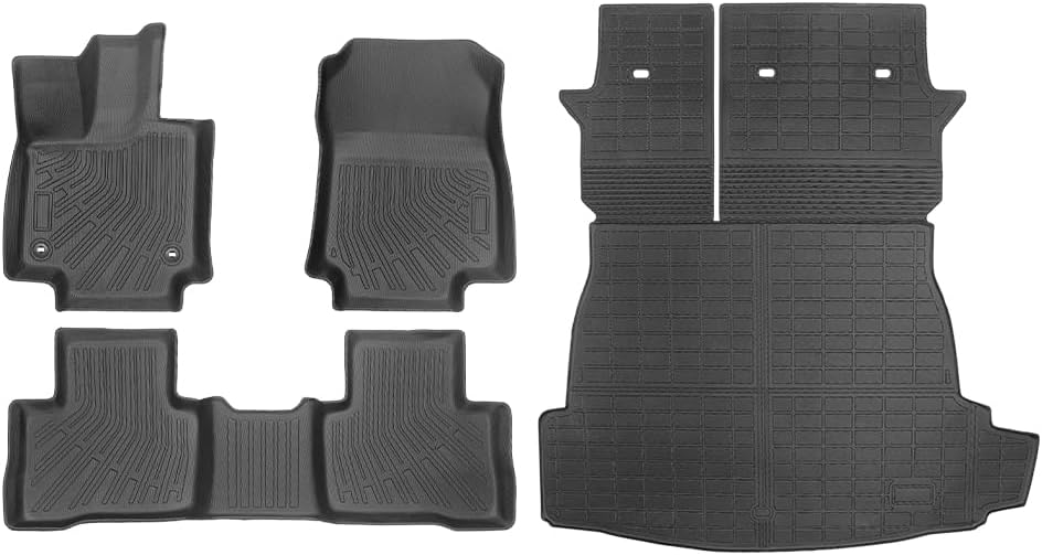 Custom Floor Mats & Cargo Liner for 2025 Toyota RAV4 PHEV (Plug-in Hybrid), All-Weather TPE Liners with Backrest Mats, 3D Laser Scanned for 2025 RAV4 New Generation, Black