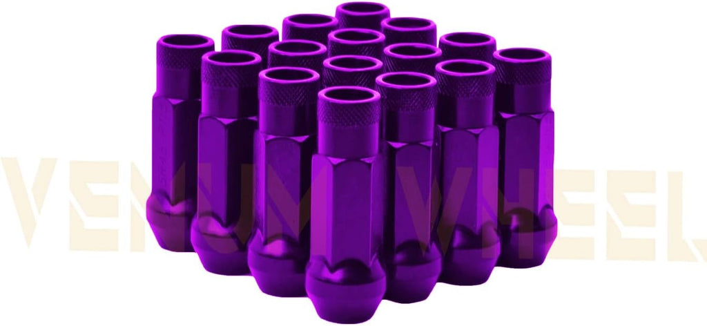 4 Pc Hub Centric Wheel Adapters Spacers | 8x170 MM | 1' Thick | M14x1.5 + 32 Pc Tall Opened End Purple Lug Nuts W/Thread Locker Works with 2003-2019 Ford F-250 F-350 Super Duty