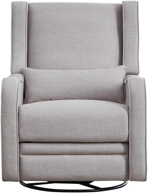Pemberly Row Premium Fabric Glider Power Recliner Nursery Rocking Chair for Living Room, Kids Room, Rocker Swivel Recliner with USB Port in Pearl River Gray