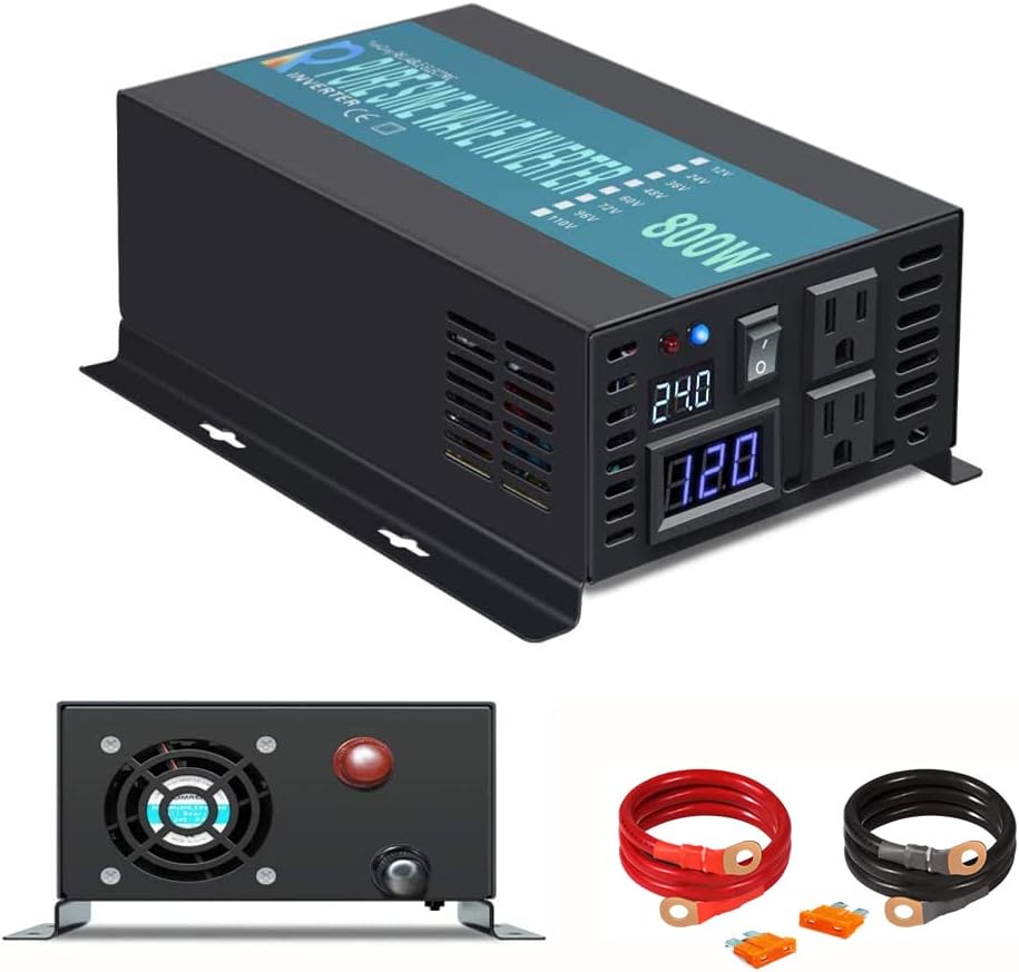 WZRELB Backup Power Off Grid Pure Sine Wave Inverter 800W 24Vdc to 120Vac 60Hz USA Outlets Power Converter, (RBP80024B1)