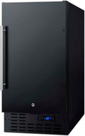 Summit Appliance FF1843B 18' Wide Built-in All-refrigerator in Black with Digital Thermostat, Automatic Defrost, Digital Display, Adjustable Chrome Shelves, LED Light and Front Lock