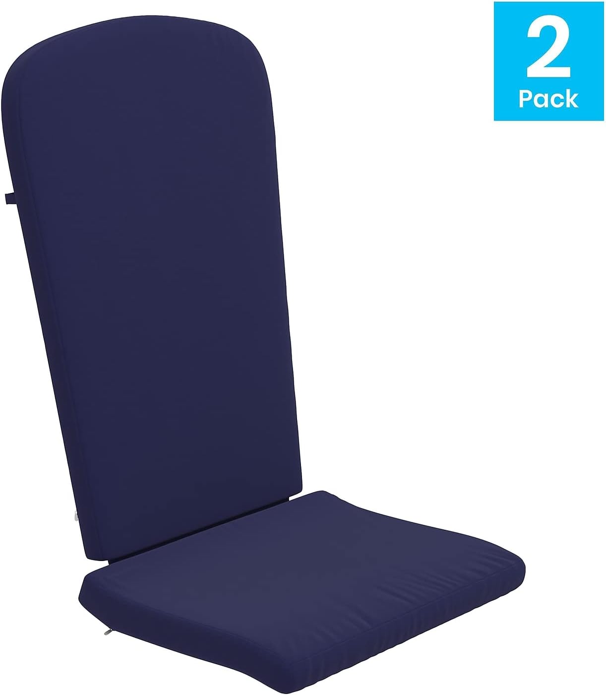 Flash Furniture Charlestown Set of 2 Adirondack Chair Cushions - Blue Fabric Cushions - 2' Thick Padding - Indoor/Outdoor - Patio Chair Replacement Cushions