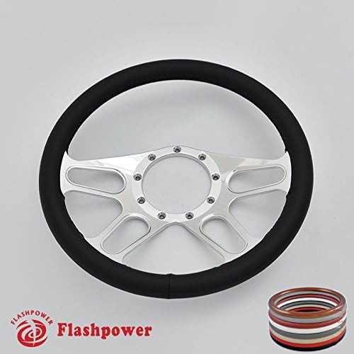 14'' Trickster Billet Full Wrap 9 Bolts Steering Wheel with 2'' Dish and Horn Button (Black)
