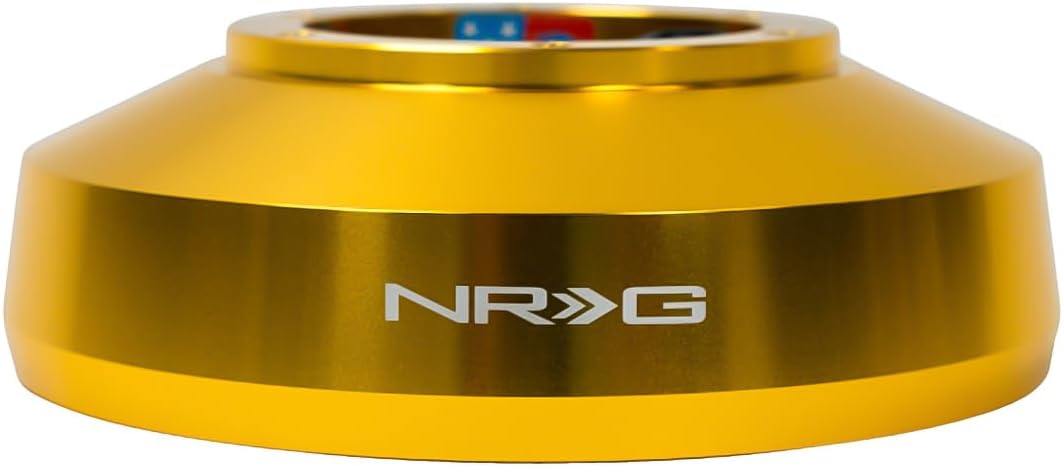 NRG Innovations Racing Style Steering Wheel Short Hub, Lockable Aluminum Steering Shaft, 6x70mm Bolt Pattern Quick Release Adapter Unit,Compatible For 90-04 Mustang, Chrome Gold, NRG-SRK-179H-CG