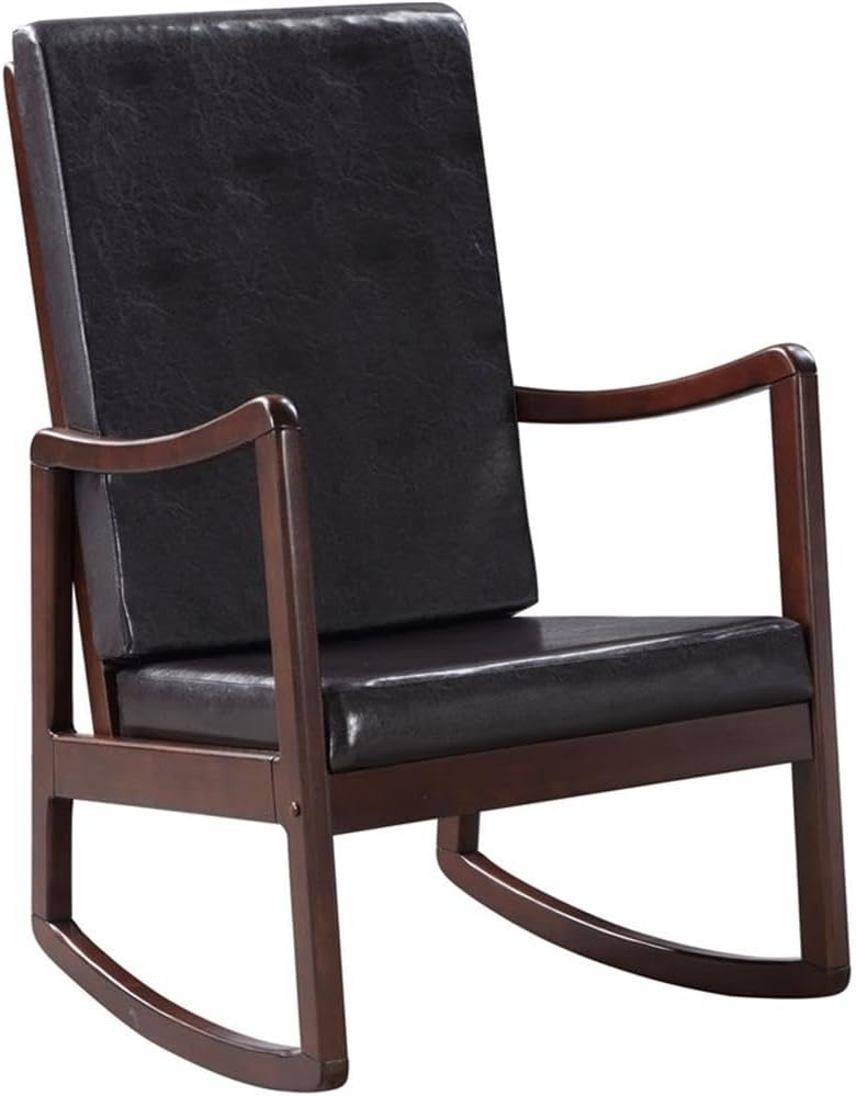 Acme Raina Faux Leather Upholstered Rocking Chair in Dark Brown and Espresso