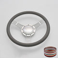 14'' Billet Banjo Half Wrap 9 Bolts Steering Wheel with 2'' Dish and Horn Button (Light Grey)
