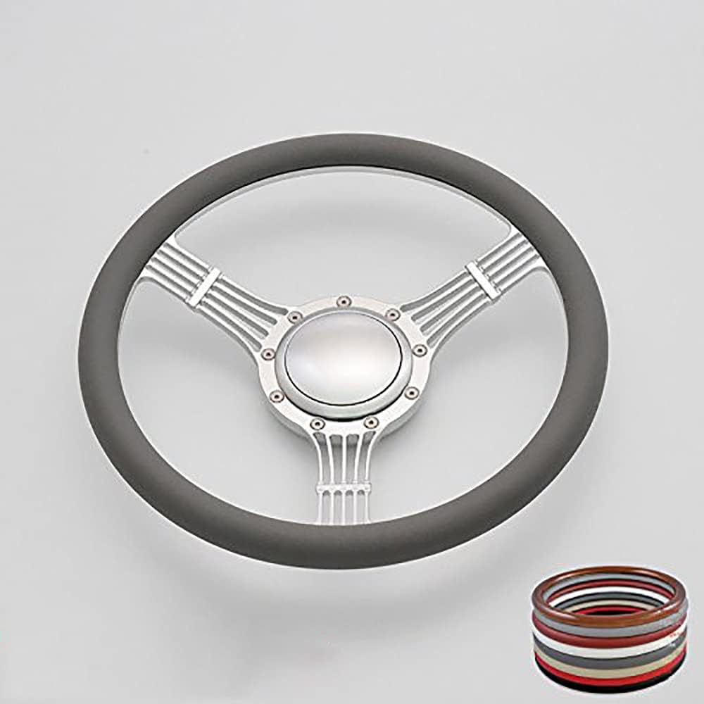 14'' Billet Banjo Half Wrap 9 Bolts Steering Wheel with 2'' Dish and Horn Button (Light Grey)