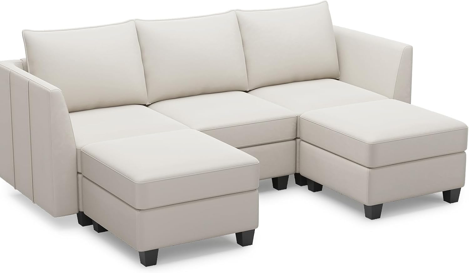 Belffin Modular Sectional Sofa with Double Chaise Velvet U Shaped Sofa Reversible Sectional Couch with Storage Beige