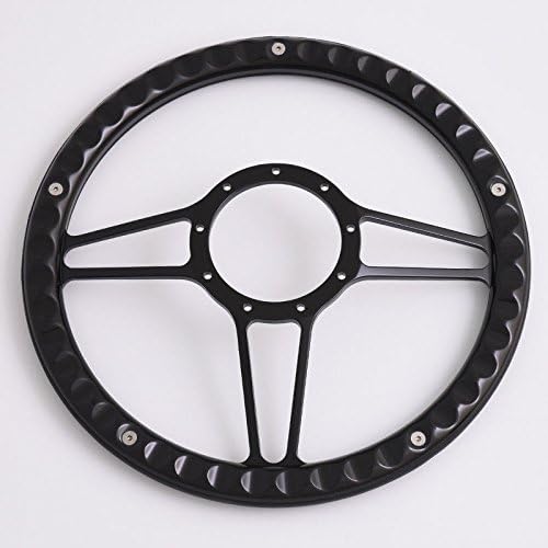 14'' Billet Half Wrap 9 Bolts Steering Wheel with 2'' Dish and Horn Button(Black)
