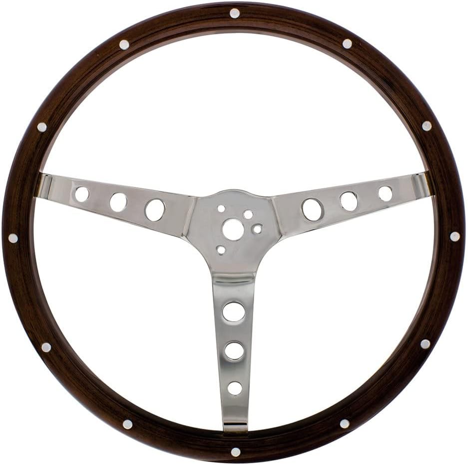 United Pacific 110794 Steering Wheel, 15', Woodgrain, for 3-Bolt Hubs