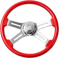 18' Walnut Wood Truck Steering Wheel 4 Spoke Aluminum Chrome Plated Steering Wheel for Semi-Trailers,Trucks for Kenworth t800 Accessories,Peterbilt,Volvo, Freightliner,Red（ABS）