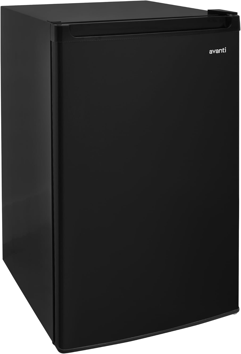 Avanti Mini Fridge Compact Refrigerator for Home Office or Dorm with Reversible Door, Chiller Compartment, Adjustable Slide-out Shelves with Temperature Control and Manual Defrost, 4.4-Cu.Ft., Black