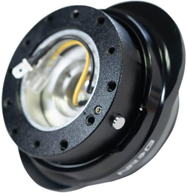 NRG Innovations NRG-SRK-220BK GEN 2.2 Steering Wheel Quick Release Adapter, 6-Hole & 6x70 and 6x74mm Bolt Patterns Black Body/Shinny Black Oval Ring