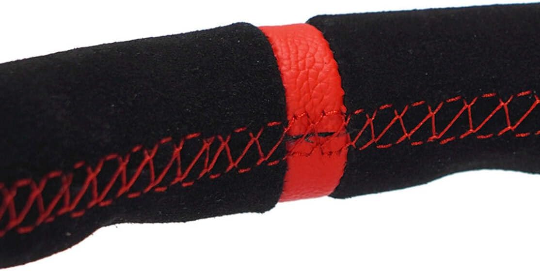 NRG Innovations NRG-RST-006S-RD Reinforced Steering Wheel - 350mm Sport Steering Wheel (3' Deep) - Red Spoke with Round Holes, Black Leather, Red Stitching/Center Mark