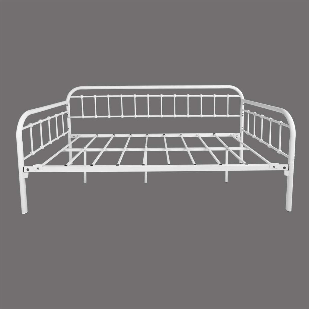 HOMERECOMMEND Multi-Purpose Metal Daybed Frame Heavy Duty Metal Slats Sofa Bed Platform Mattress Foundation Economic Day Bed White Color Twin Size.