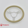 15.5'' 5-String Billet Banjo Full Wrap Steering Wheel with 9 Bolts 2'' Dish and Horn Button (Tan)