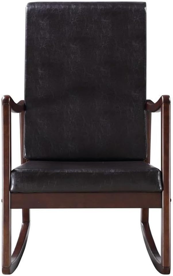 Acme Raina Faux Leather Upholstered Rocking Chair in Dark Brown and Espresso