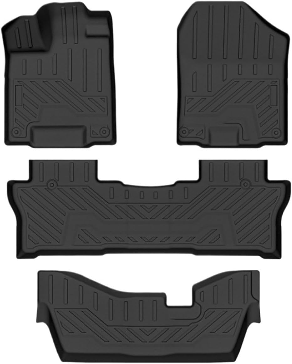 for Honda Pilot 2016-2022 All-Weather TPE Floor Mats with Cargo Liner and Backrest Mat Behind 3rd Row Heavy Duty Set(White)